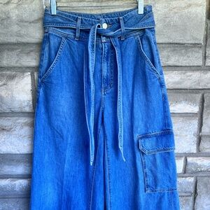 Veronica Beard Belisa Cargo Brigth Lakeshore  Flare Wide Leg Jeans 26